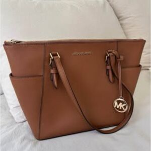Michael Kors Charlotte Large Saffiano Leather Tote – Brown